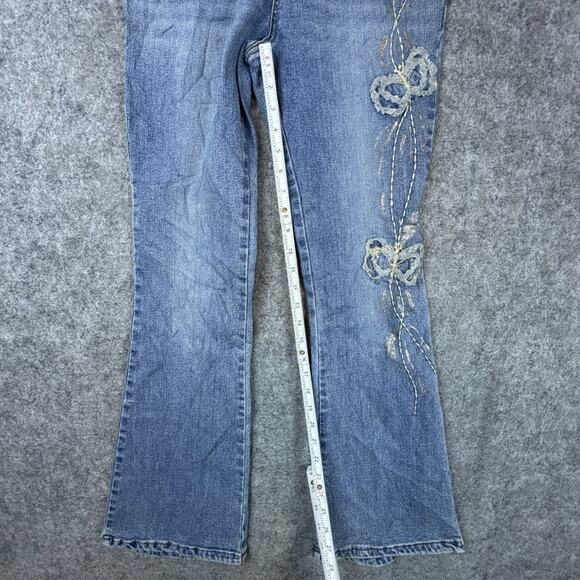 Vintage Y2K Casa Jeans Womens 28 Blue Flare Glitter Sparkle Girly Bow Butterfly - Picture 7 of 11
